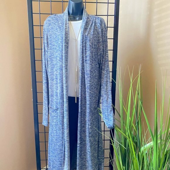 White House Black Market Sweaters - WHBM Ladies Heathered Blue Duster Size LARGE